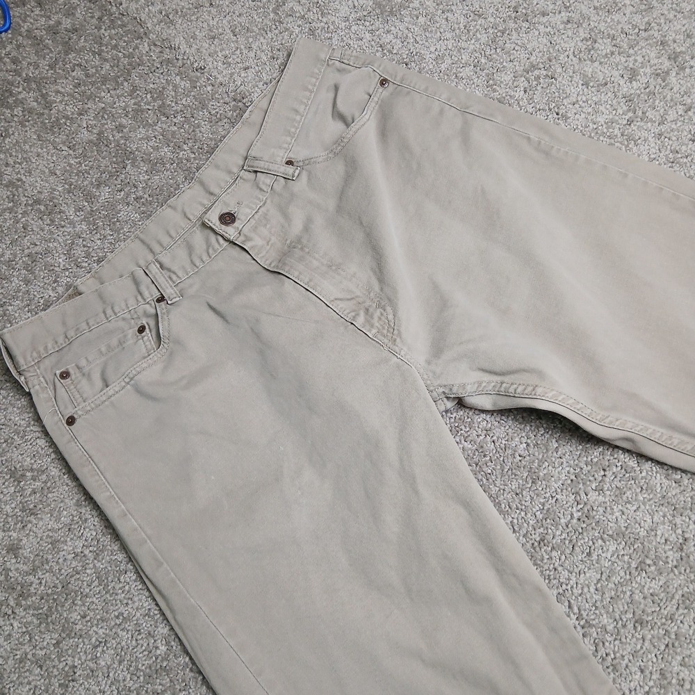 Levis 505 Regular Fit Khaki Tan Cotton Straight Leg Pants Mens 40x32